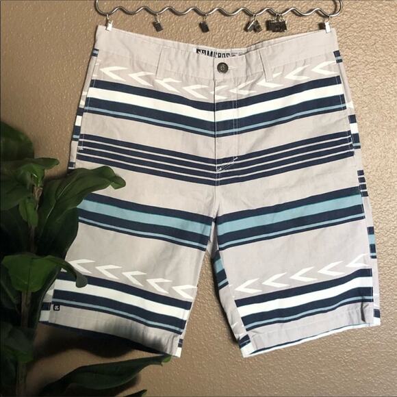 Micros Men's Gray Striped Shorts Size 32 - Picture 1 of 5
